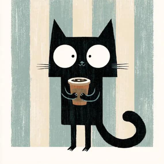 20 Funny Coffee Cat Clipart, Moody Morning Feline Art, Coffee Bar Deco — view 2 — watercolor clipart transparent PNG instant download