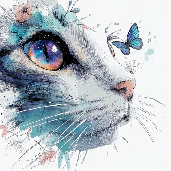22 Abstract Cat Eye Clipart (PNG JPG) — view 6 — watercolor clipart transparent PNG instant download