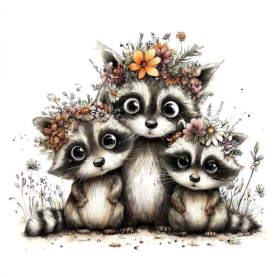 20 Raccoon Clipart Set — view 2 — watercolor clipart transparent PNG instant download
