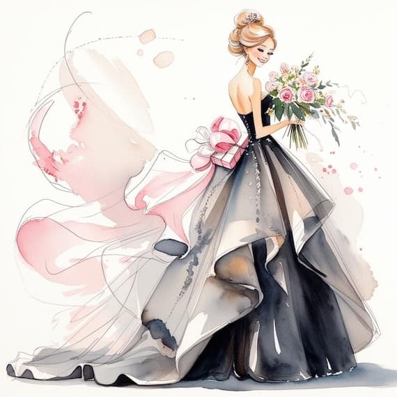 Elegant Birthday Girl Clipart — view 2 — watercolor clipart transparent PNG instant download