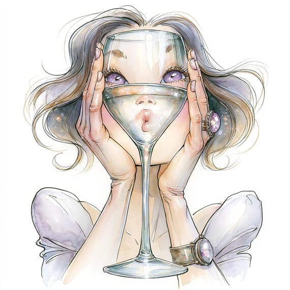 18 Whimsical Wine Girl Clipart JPG — view 2 — watercolor clipart transparent PNG instant download