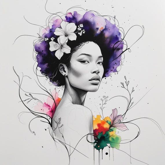 Watercolor Black Women Clip Art — view 6 — watercolor clipart transparent PNG instant download