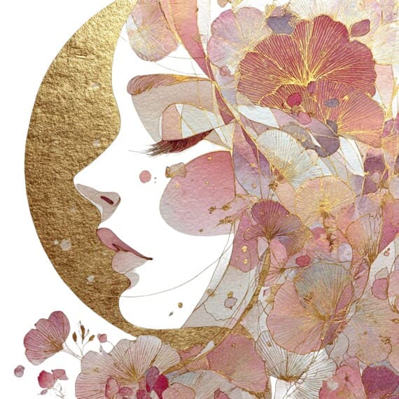 15 Celestial Floral Woman Faces – Gold Watercolor Goddess Clipart for  — view 3 — watercolor clipart transparent PNG instant download