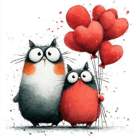 33 Whimsical Valentine Animals Clipart Set (jpg) — view 8 — watercolor clipart transparent PNG instant download