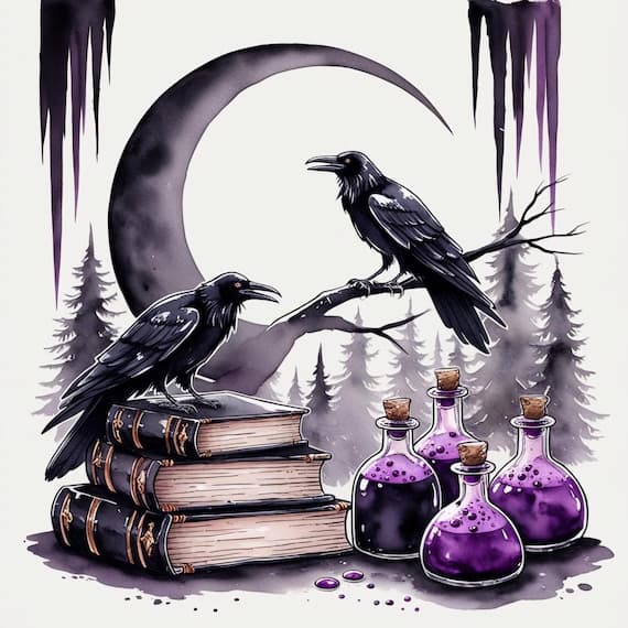 10 Witchy Gothic Clipart Bundle — watercolor clipart transparent PNG instant download