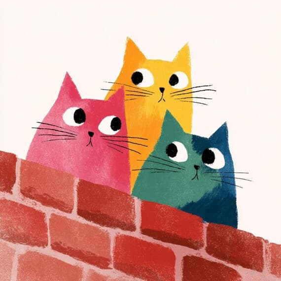 25 Quirky Brick Wall Cat Clipart — view 3 — watercolor clipart transparent PNG instant download
