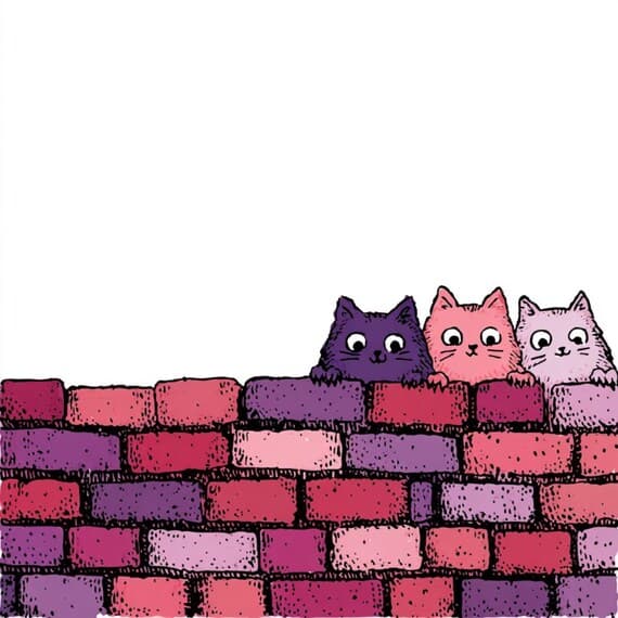 25 Quirky Brick Wall Cat Clipart — view 7 — watercolor clipart transparent PNG instant download