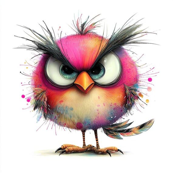 20 Watercolor Quirky Birds Clipart JPG — view 7 — watercolor clipart transparent PNG instant download