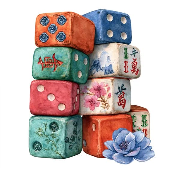 20 Whimsical Mahjong Clipart PNG — view 7 — watercolor clipart transparent PNG instant download