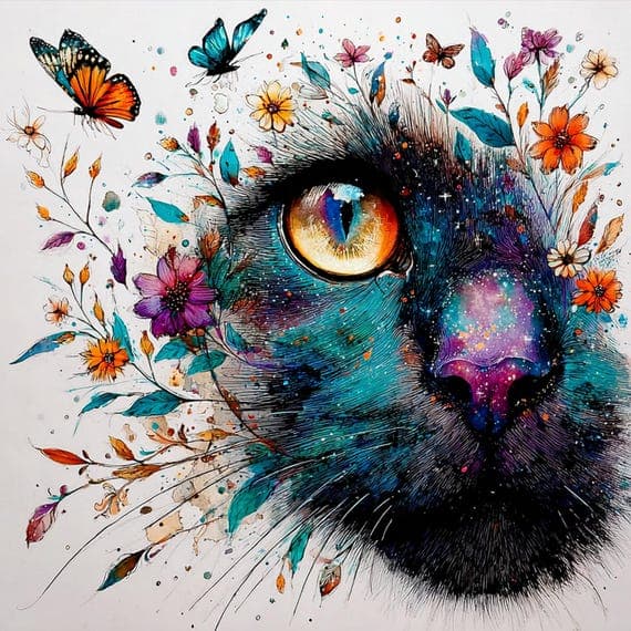 19 Whimsical Black Cat Clipart JPG — view 8 — watercolor clipart transparent PNG instant download