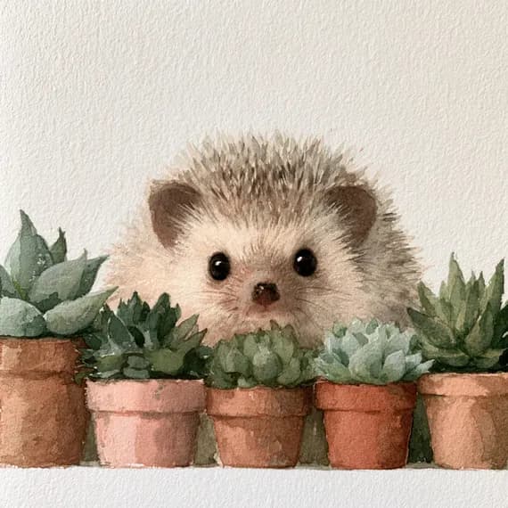 17 Cottagecore Hedgehog Clipart PNG — watercolor clipart transparent PNG instant download