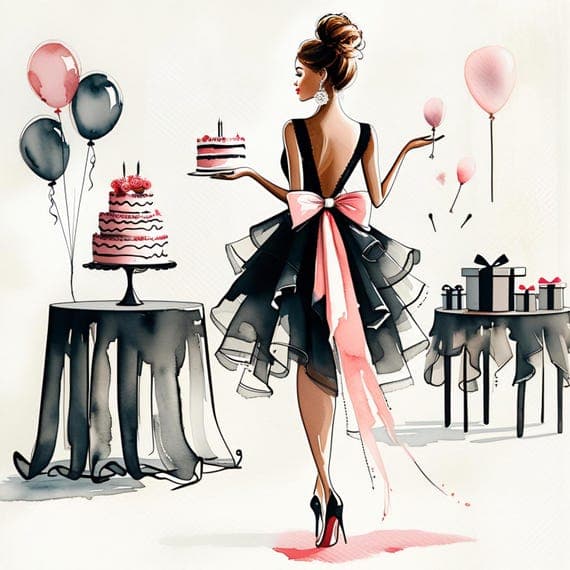 Birthday Girl Watercolor Clipart — view 8 — watercolor clipart transparent PNG instant download