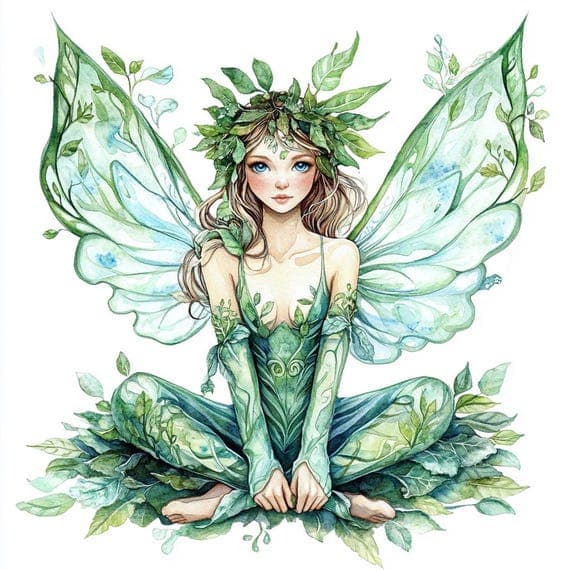 20 Watercolor Green Fairy Clipart — view 6 — watercolor clipart transparent PNG instant download