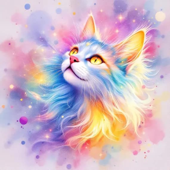 Whimsical Floral Cat Clipart — view 6 — watercolor clipart transparent PNG instant download