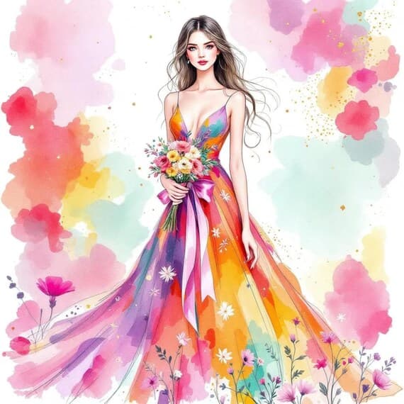 Floral Woman Watercolor Clipart — view 7 — watercolor clipart transparent PNG instant download