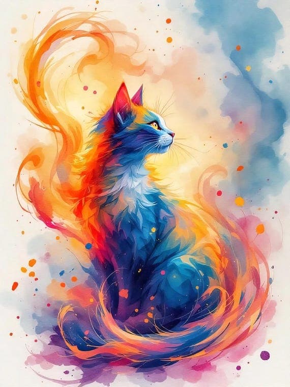 20 Whimsical Watercolor Cat Clipart — view 7 — watercolor clipart transparent PNG instant download