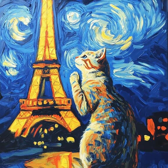 Starry Night Cat Clipart — view 5 — watercolor clipart transparent PNG instant download