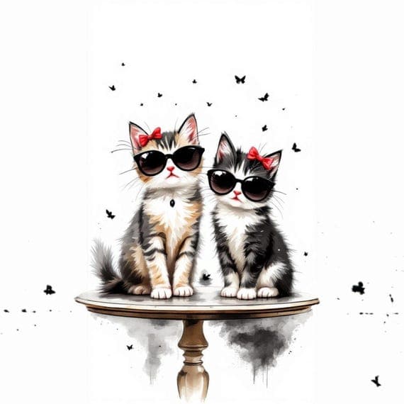 Watercolor Kitten Clipart Set, Cat Illustrations (Digital Download) — view 5 — watercolor clipart transparent PNG instant download