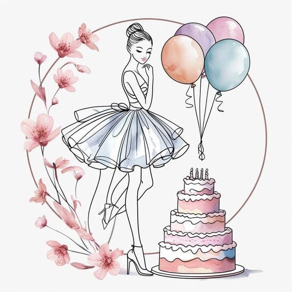 Birthday Girl Watercolor Clipart — view 5 — watercolor clipart transparent PNG instant download