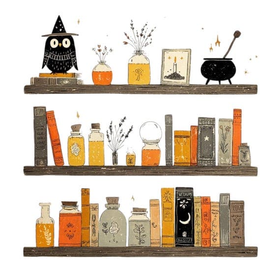 15 Cozy Halloween Bookshelf Png, Reader Book Clipart for print and Cra — view 5 — watercolor clipart transparent PNG instant download