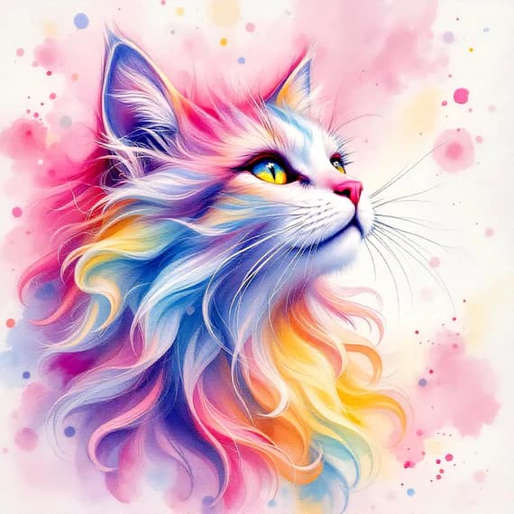 Whimsical Floral Cat Clipart — view 2 — watercolor clipart transparent PNG instant download
