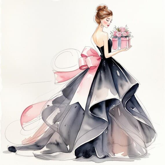 Elegant Birthday Girl Clipart — view 6 — watercolor clipart transparent PNG instant download