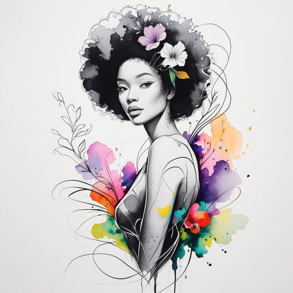 Watercolor Black Women Clip Art — watercolor clipart transparent PNG instant download