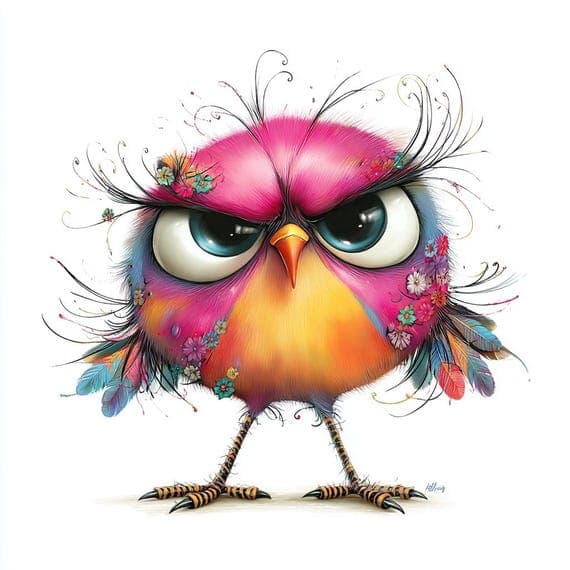 20 Watercolor Quirky Birds Clipart JPG — view 8 — watercolor clipart transparent PNG instant download