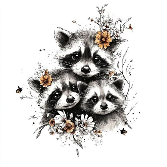 20 Raccoon Clipart Set — view 5 — watercolor clipart transparent PNG instant download
