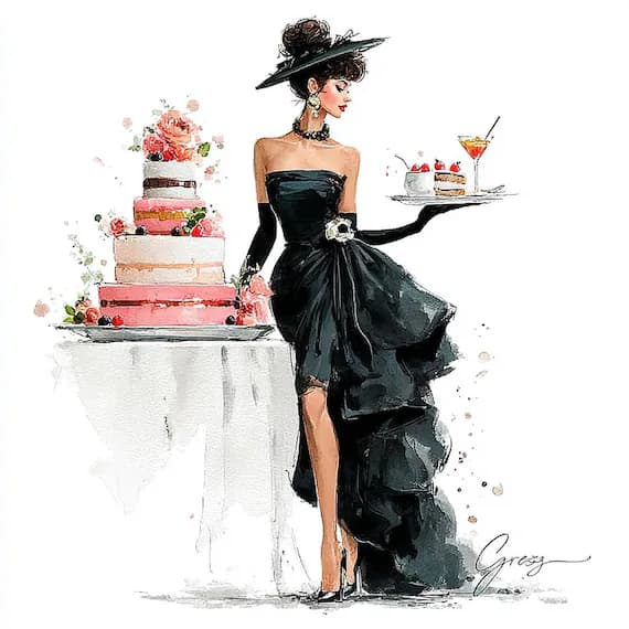 17 Birthday Woman Clipart, Watercolor Fashion Girl Printable, Digital  — watercolor clipart transparent PNG instant download