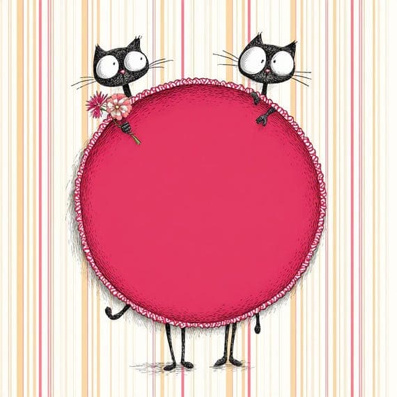 16 Whimsical Cat Frame Clipart (JPG) — view 2 — watercolor clipart transparent PNG instant download