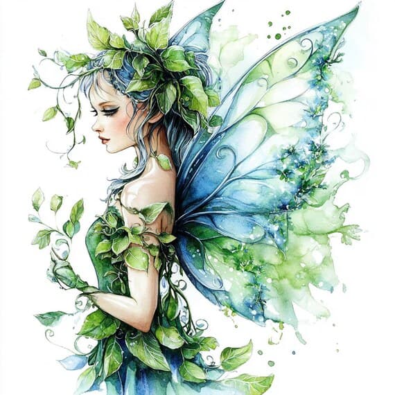 20 Watercolor Green Fairy Clipart — view 2 — watercolor clipart transparent PNG instant download