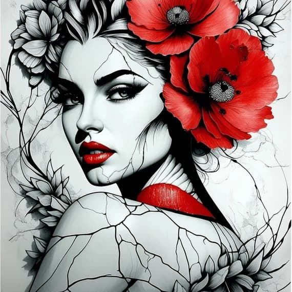10 Floral Woman Face Clipart, Lady Portrait Abstract, Delicate Line Ar — view 6 — watercolor clipart transparent PNG instant download