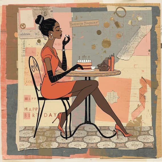 20 Vintage Birthday Woman Art , Printable Retro Card Set , Wall Decor — watercolor clipart transparent PNG instant download