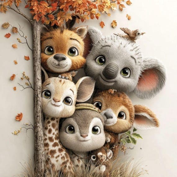 15 Autumn Safari Animal Clipart (JPG) — view 8 — watercolor clipart transparent PNG instant download
