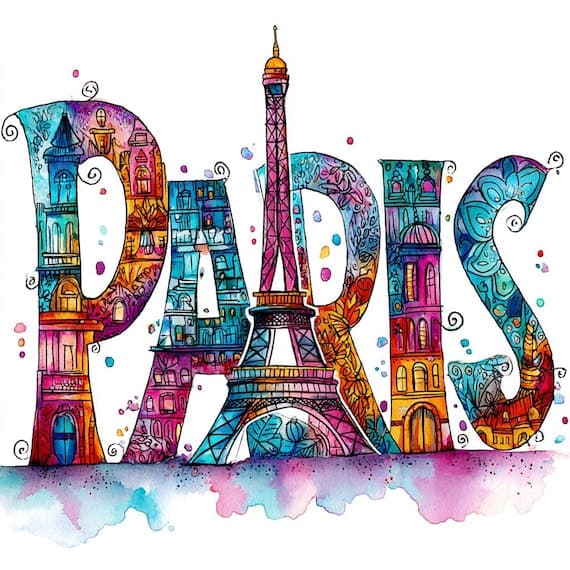 20 Paris City Clipart PNG — view 2 — watercolor clipart transparent PNG instant download
