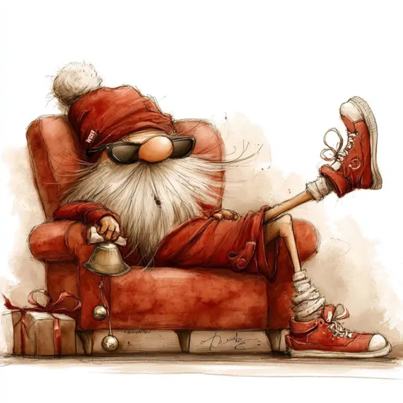 Retro Santa Clipart — watercolor clipart transparent PNG instant download