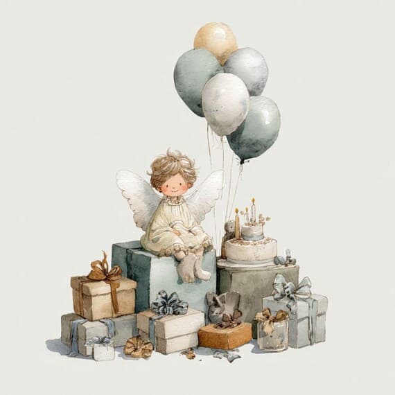 18 Angel Birthday Card Clipart (JPG) — watercolor clipart transparent PNG instant download