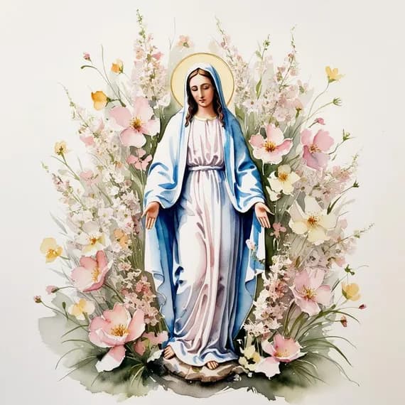 Virgin Mary and Baby Jesus Clipart — view 3 — watercolor clipart transparent PNG instant download