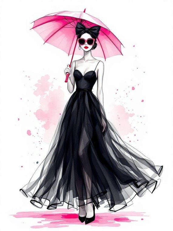 15 Watercolor Woman with Umbrella Clipart — view 6 — watercolor clipart transparent PNG instant download
