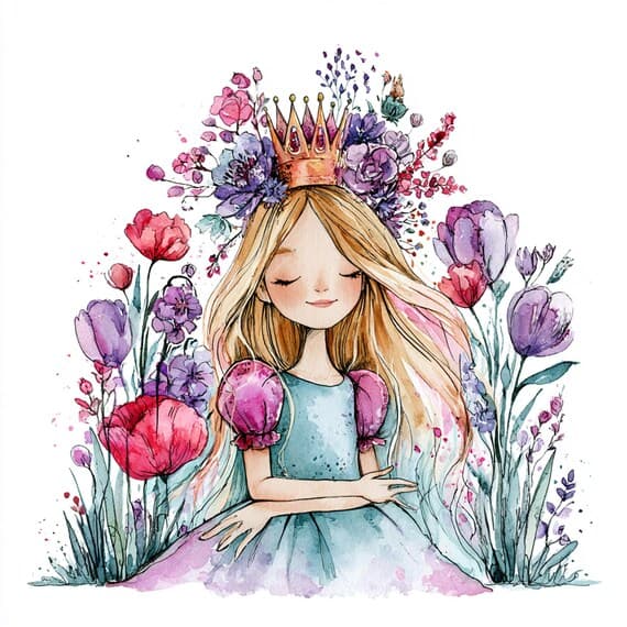16 Whimsical Princess Clipart PNG — view 2 — watercolor clipart transparent PNG instant download
