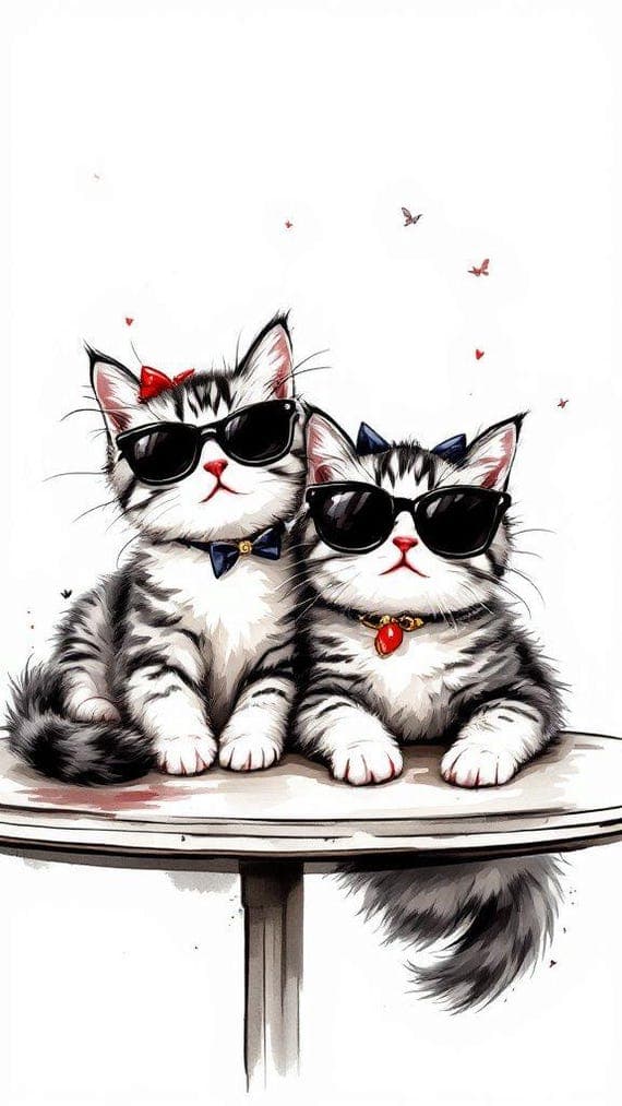 Watercolor Kitten Clipart Set, Cat Illustrations (Digital Download) — view 3 — watercolor clipart transparent PNG instant download