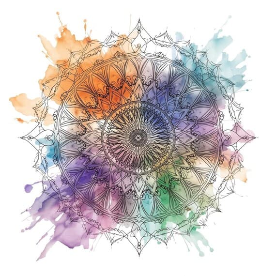 Watercolor Floral Mandala Clipart — view 2 — watercolor clipart transparent PNG instant download