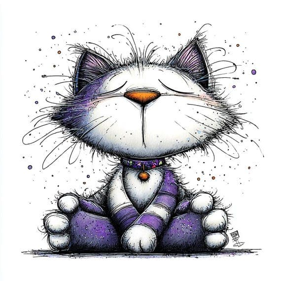 15 Quirky Cat Clipart (JPG) – Whimsical Floral Cats Illustration — view 8 — watercolor clipart transparent PNG instant download
