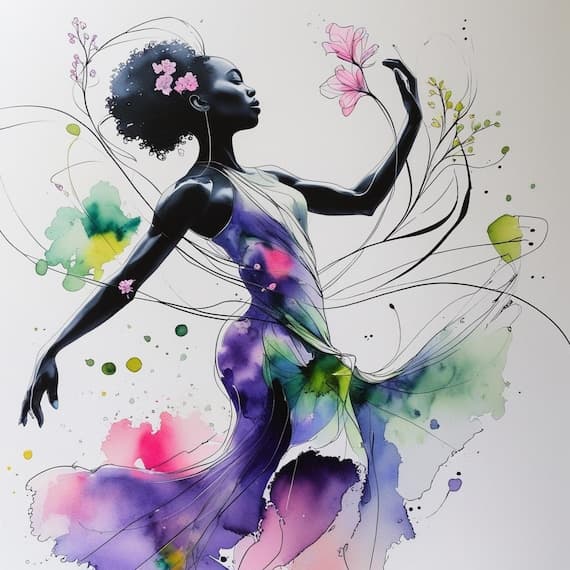 Watercolor Black Women Clip Art — view 5 — watercolor clipart transparent PNG instant download