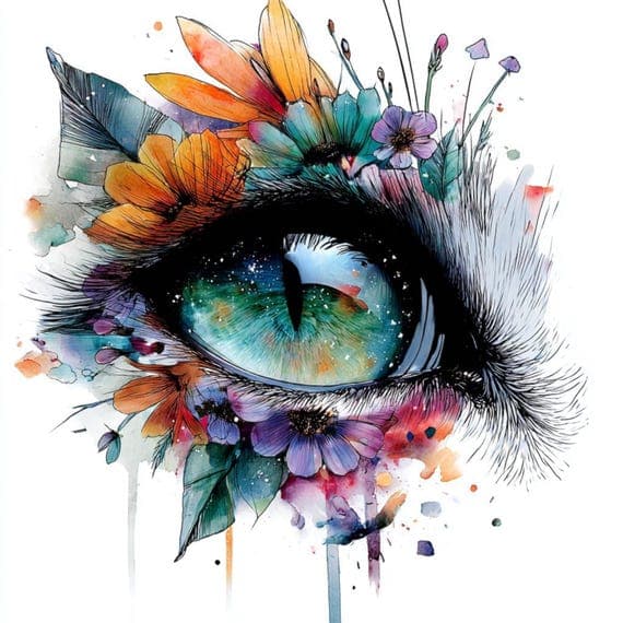 22 Abstract Cat Eye Clipart (PNG JPG) — view 2 — watercolor clipart transparent PNG instant download