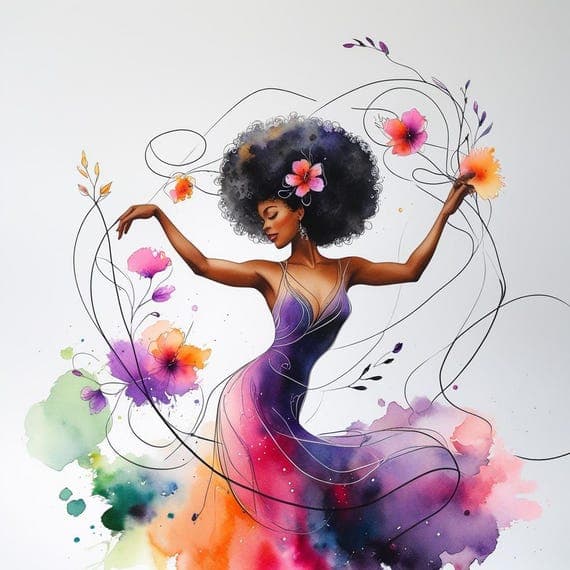 Watercolor Black Women Clip Art — view 8 — watercolor clipart transparent PNG instant download