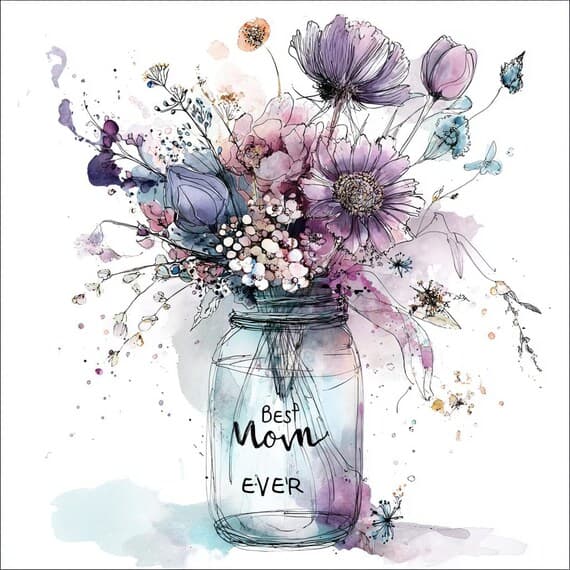 12 Mom Ever Floral Watercolor Clipart (Mother's Day Gifts, Sublima — view 3 — watercolor clipart transparent PNG instant download