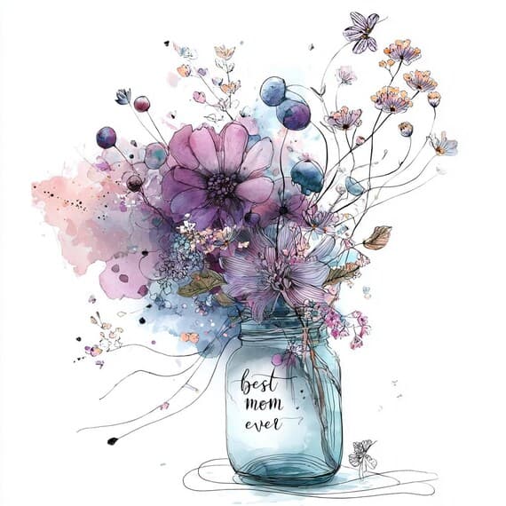 12 Mom Ever Floral Watercolor Clipart (Mother's Day Gifts, Sublima — view 2 — watercolor clipart transparent PNG instant download
