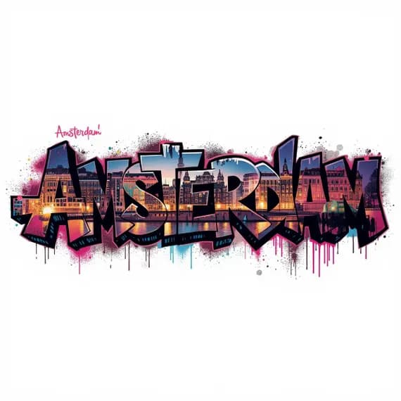 15 Amsterdam Graffiti Sublimation Clipart — view 2 — watercolor clipart transparent PNG instant download